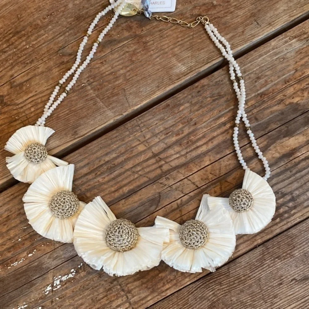 Anthropologie Rush Raffia Bibb Necklace